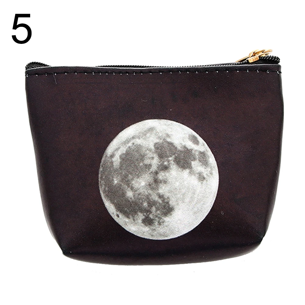 Луна звездное небо ключи держатель карты кожаный мини-молния кошелек портмоне - Цвет: 5