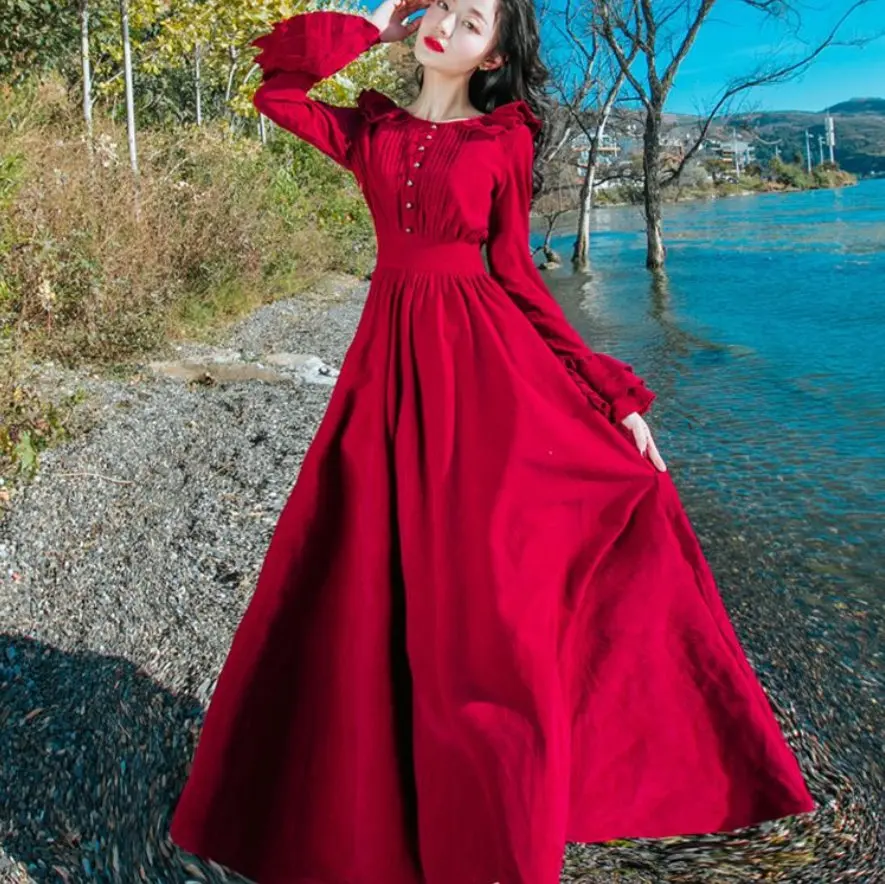 

2019 Autumn Winter Long Dress Elegant Party Dress Women Flare Sleeve Slim Swing Dresses Robe Femme Vestidos