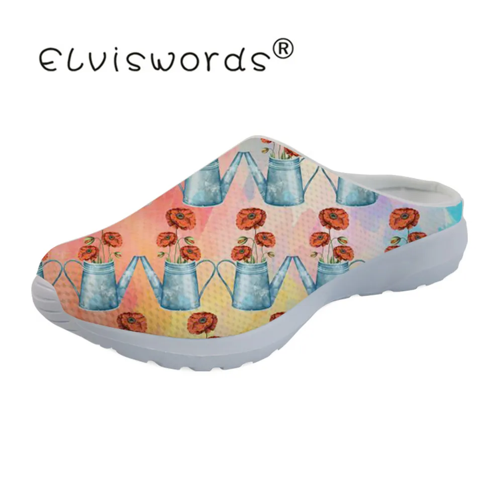 

ELVISWORDS Women's Watercolor Poppies Platform Shoes Beach Comfortable Women Teenagers Female mcckle sandals zapatos de mujer