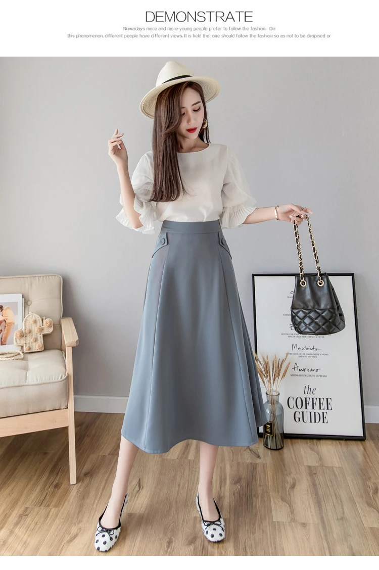 Английский стиль летние длинные юбки женская юбка с высокой талией Женская корейская уличная одежда размера плюс миди юбка куртка femme faldas