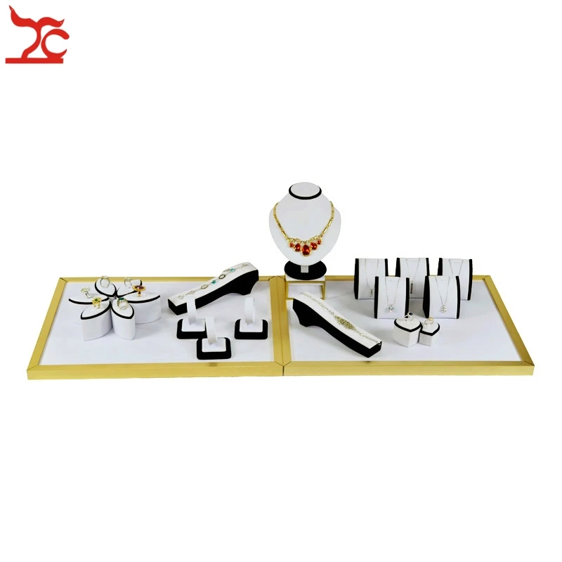 Stainless Steel Jewelry Display Counter Showcase Black White Ring