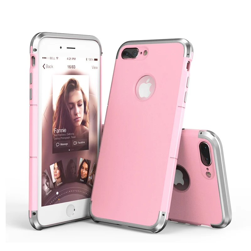 สำหรับa pple ip hone 7กรณีสีชมพูฮาร์ดtpu F Rostedกลับโทรศัพท์ปกคลุมสำหรับip hone 7กันกระแทกโลหะอลูมิ