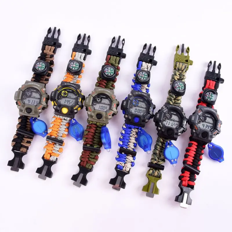 Hiking Safety Waterproof Paracord Watch Survival Bracelet Travel