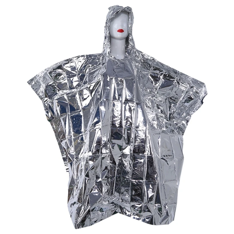 

Fee shipping Survival Foil Raincoat Multi-functional Foil Poncho Raincoat Waterproof Outdoor Emergency Survive Rescue Blanket