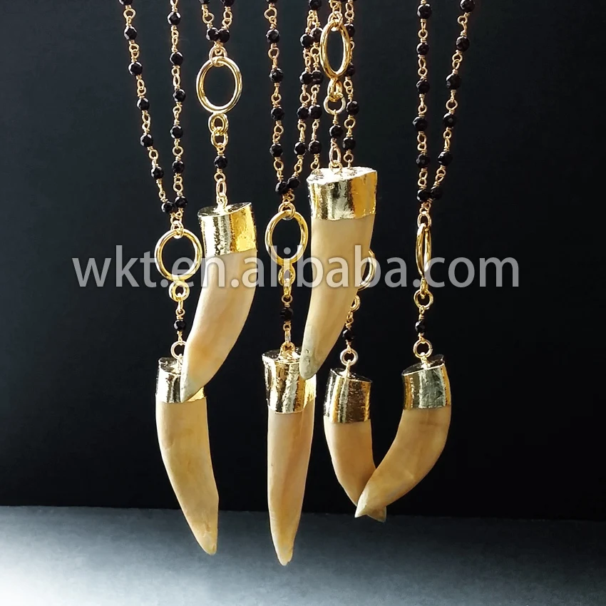 

Rosary beads and shark tooth necklace ,ethic style necklace with 24K gold top on edged WT-N197