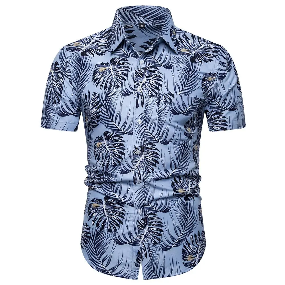 

Men's Casual Floral Shirt Casual Short sleeve Flower Hawaiian Social Shirt For Men Summer Blouse Men New