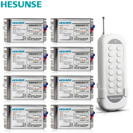 

HS-QA161 2216W 1N8 85V-265V 8 Channels Wireless RF Remote Control Disconnect Switch Learning Code Switch Through Walls