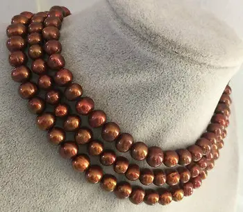 

elegant 9-10mm south sea chocolate pearl necklace 50inch 14k