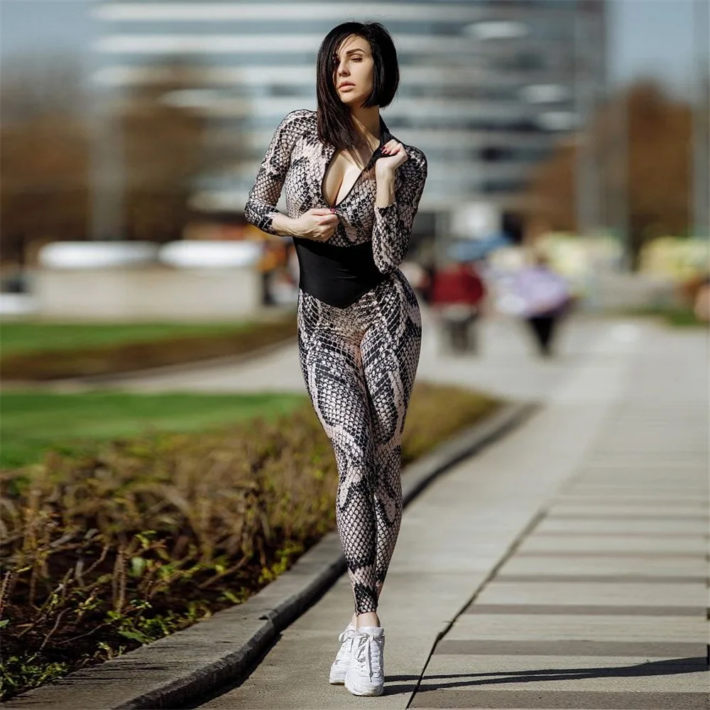

Autumn Winter Gym Woman Sportswear Bodycon Long Sleeve Bodysuit Fitness Yoga Clothes Sport Jumpsuits for Women