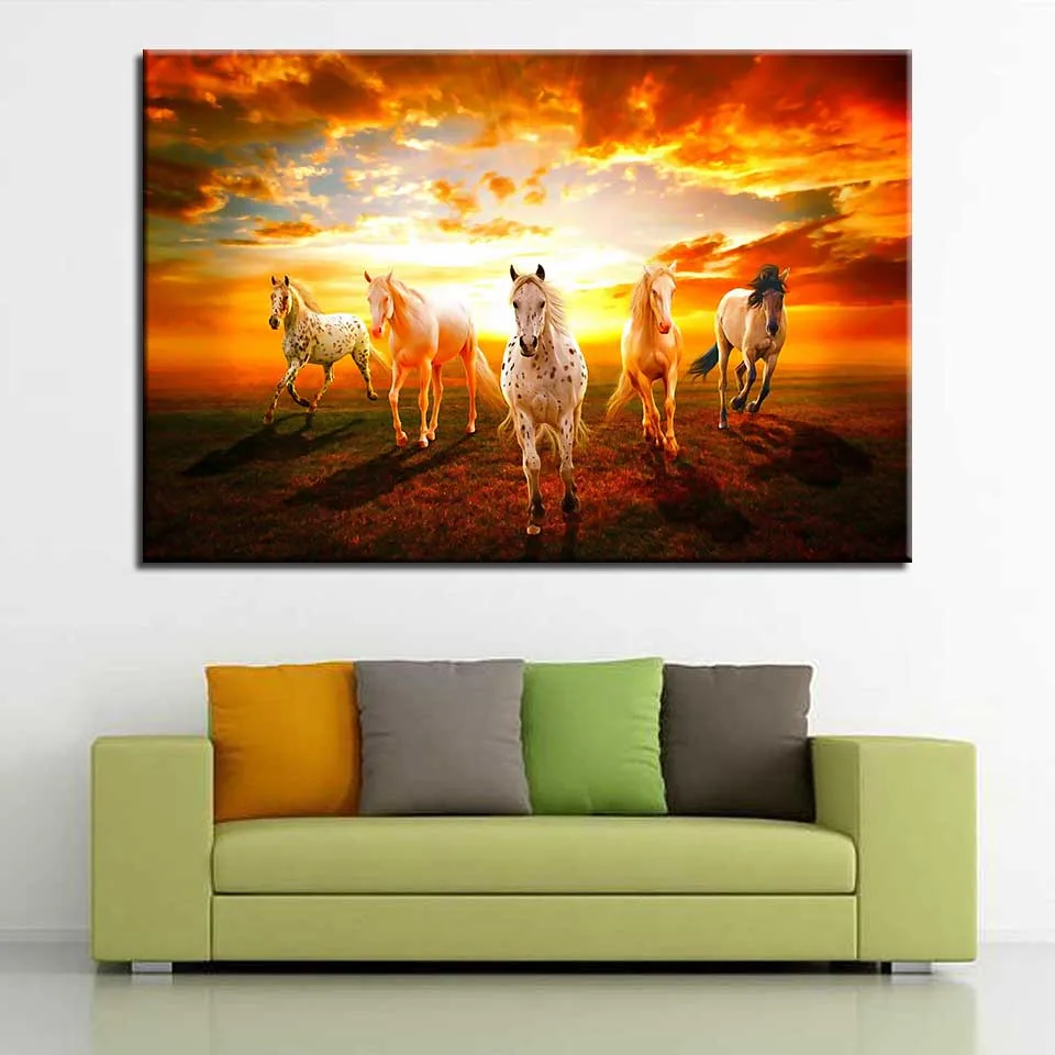 Home Decor Animal Painting Canvas HD Art Print Bedroom Background Horses