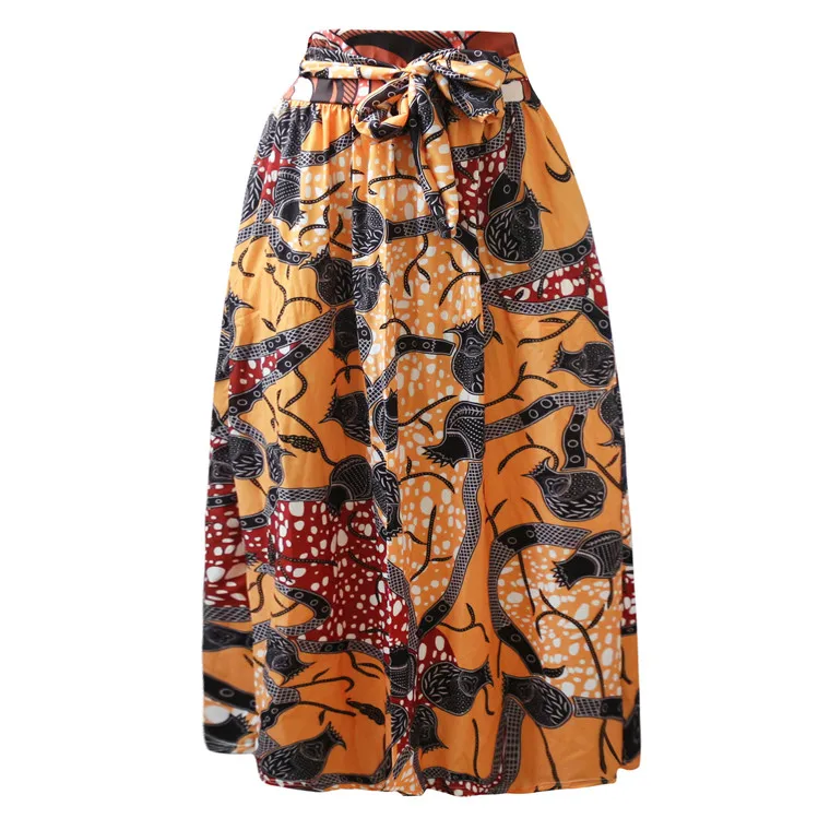 Neophil Винтаж Африканский принт плиссированные мусульманские женские длинные макси юбки размера плюс длина в пол Высокая талия Jupe Longue Femme MS1720 - Цвет: 14