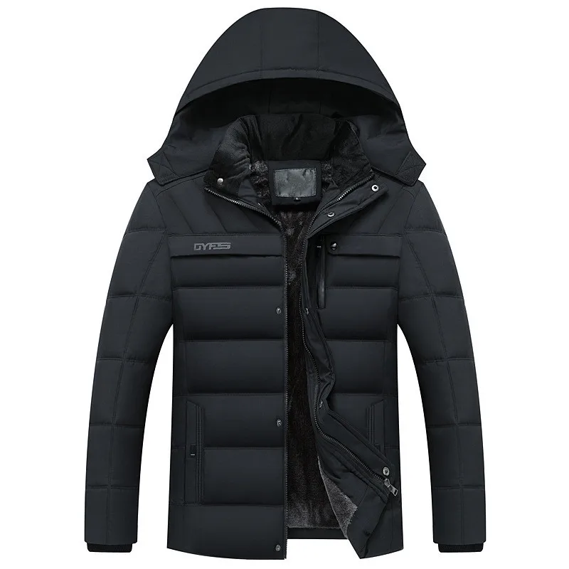 Мужской зимний пуховик, толстые теплые флисовые пальто, новая мода, лоскутное Мужское пальто с капюшоном, мужские пуховики, верхняя одежда, пальто XL-4XL - Цвет: Black