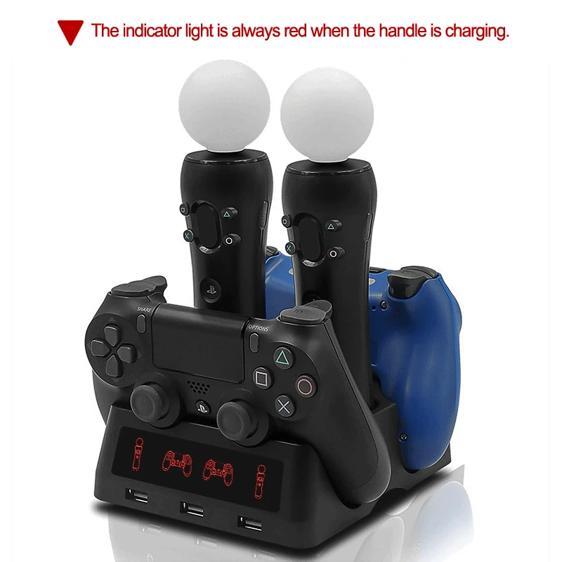 4 в 1 зарядная док-станция для PS4 PS Move PS VR P4 Джойстик зарядное устройство для PS4 Slim/PS4 Pro контроллер Подставка для sony Playstation 4 Pro