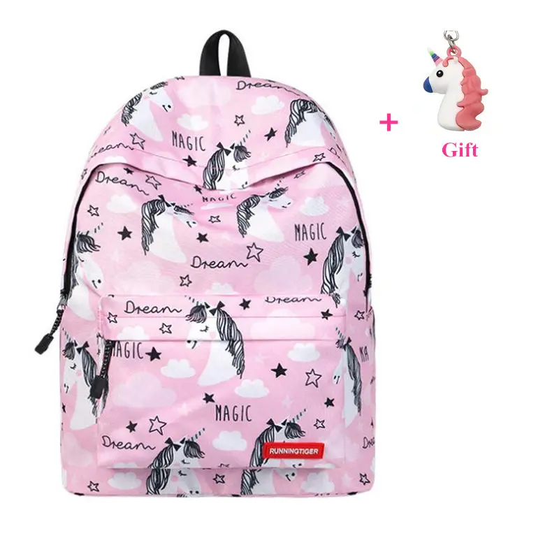 Женский рюкзак с единорогом, милый школьный рюкзак с принтом, рюкзак для книг, школьные сумки для девочек-подростков, сумка для путешествий - Цвет: SET1