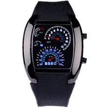 Hot Sales HOT SALE RPM Turbo Blue Flash LED Mens Sports Car Meter Dial Watch Hot Sales HOT SALE RPM Turbo Blue Flash LED Mens Sports Car Meter Dial Watch