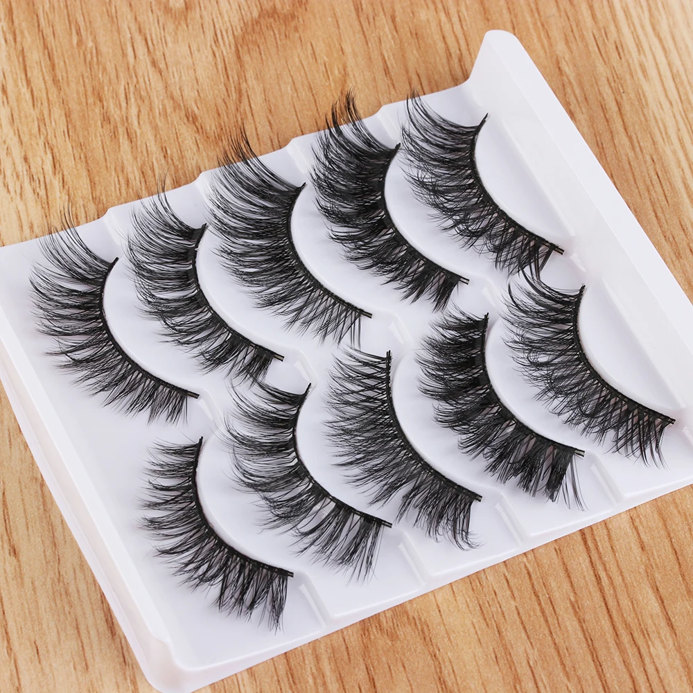 

5 Pairs Mixed 3D Soft False Eyelashes Handmade Wispy Crisscross Fluffy Lashes Natural Long Eye Lashes Extension Makeup Tools