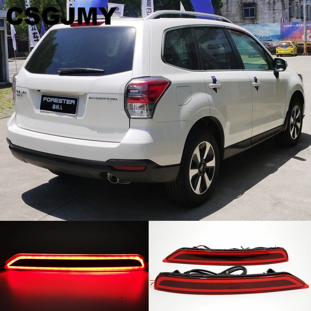 

CSGJMY 2PCS Car LED Rear Bumper Reflector Light Red Car Driving Brake Fog Trim Molding Tail Lamp For Subaru Forester 2008-2018