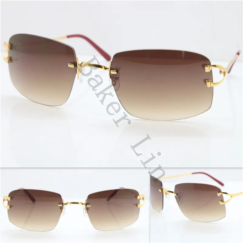 Wholesale High end Rimless Unisex Brand designer with logo Sunglasses