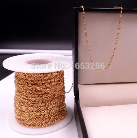 

Fate Love in bulk 10 Meter thin 1.8mm Wholesale 18k Gold Stainless Steel Round Oval Chain Jewelry Finding /Marking Chain DIY