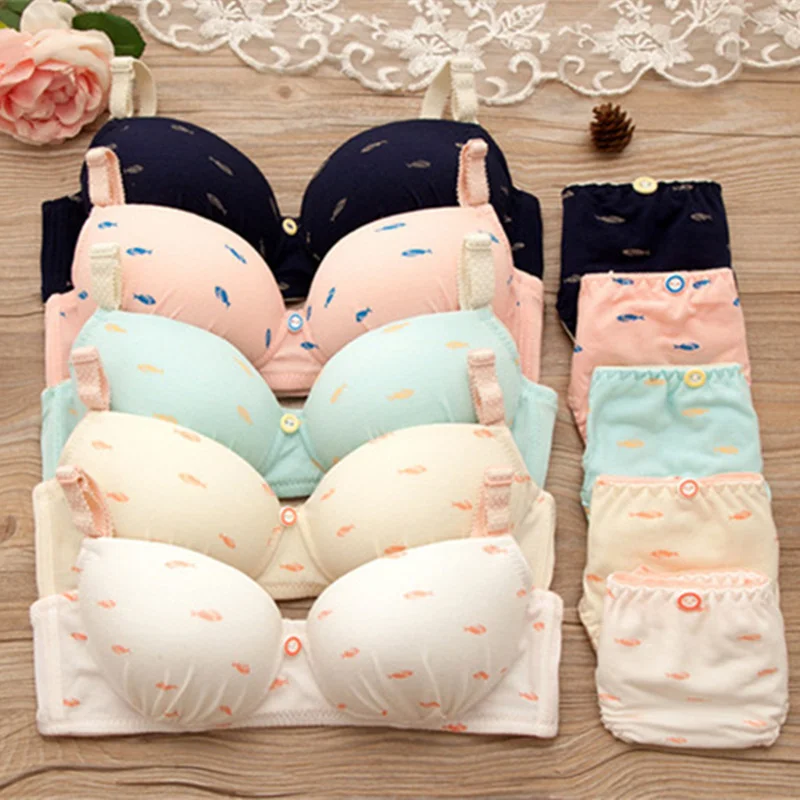 

Japanese Kawaii Bras set for Girls Teenage Underwear Set Cotton Underwears for Girls Bra Comfortable Children Bra Girl Underwear