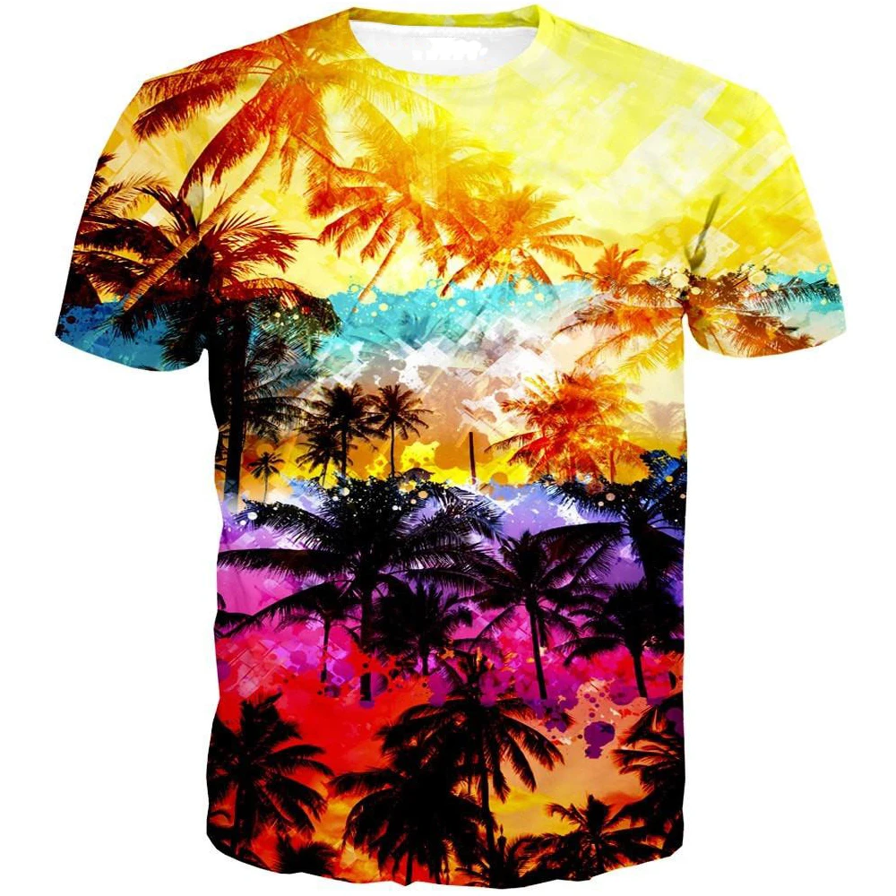 

YX Girl 2018 Summer Women Palmas Short Sleeve O-neck Tees for Women 3d Print Palm tree Tshirt Streetwear Dropshipping