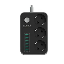 3 soquetes 6 portas usb carregador rápido tira de energia tomada elétrica usb casa extensão remendo placa plugue da ue
