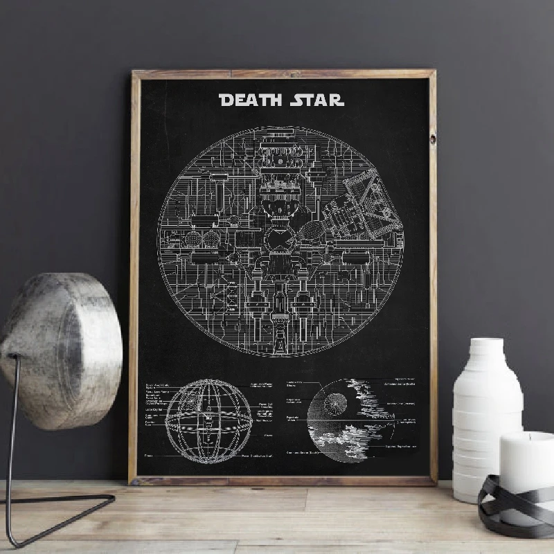 Us 2 53 31 Off Star Wars Death Star Blueprint Wall Art Canvas Posters Prints Schematic Diagram Art Painting Picture For Living Room Home Decor In