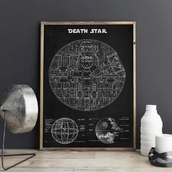 

Star Wars Death Star Blueprint Wall Art Canvas Posters Prints Schematic Diagram Art Painting Picture for Living Room Home Decor