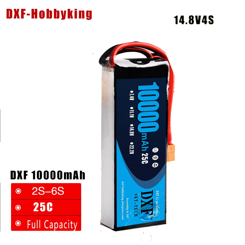 

2017 DXF Good Quality RC LiPo Battery 14.8V 10000mAh 25C Max 50C 4S For UAV Multi-rotor Quadcopter Airplane Boat Car Drone