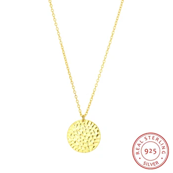 

925 Sterling Sliver Necklace Classic Charm Jewelry Geometric Round Pendant 2 Colors Fashion Wedding Gift for Women (NE103233)