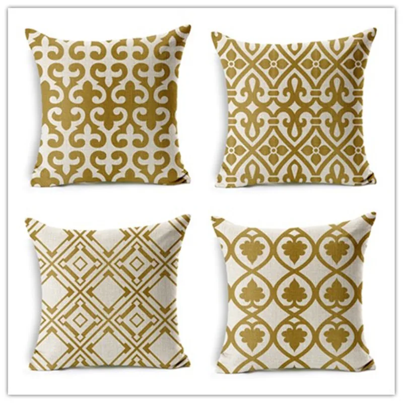 nordic style home decorative pillow retro geometric gold printed throw pillow car home decor fundas linen - Gold Decorative Pillows nordic style home decorative pillow retro geometric gold printed throw pillow car home decor fundas linen - Gold Decorative Pillows