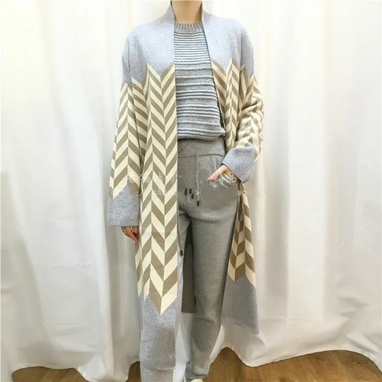 L'eau 2018 Feminino Chandail Cavalier Vêtements À Knit Poncho Laine Nouveau Hiver Longues Gris Bambou Ondulation Manches De Femmes Fiber Velours Cardigan nAZ0fwq0