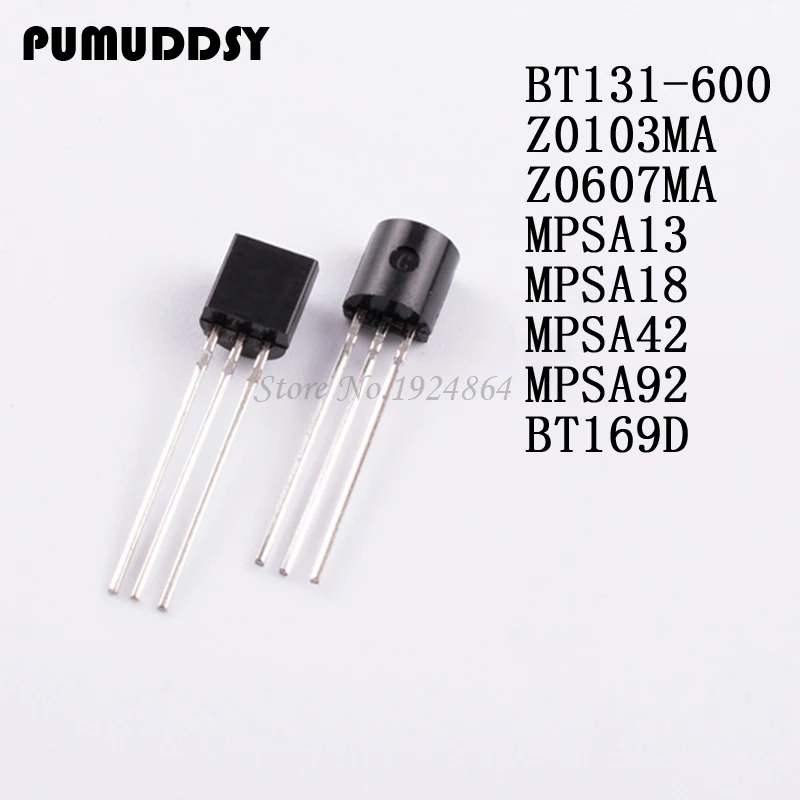 100pcs MPSA42 MPSA13 MPSA92 MPSA18 Z0103MA Z0607MA BT169D BT131 600 A42