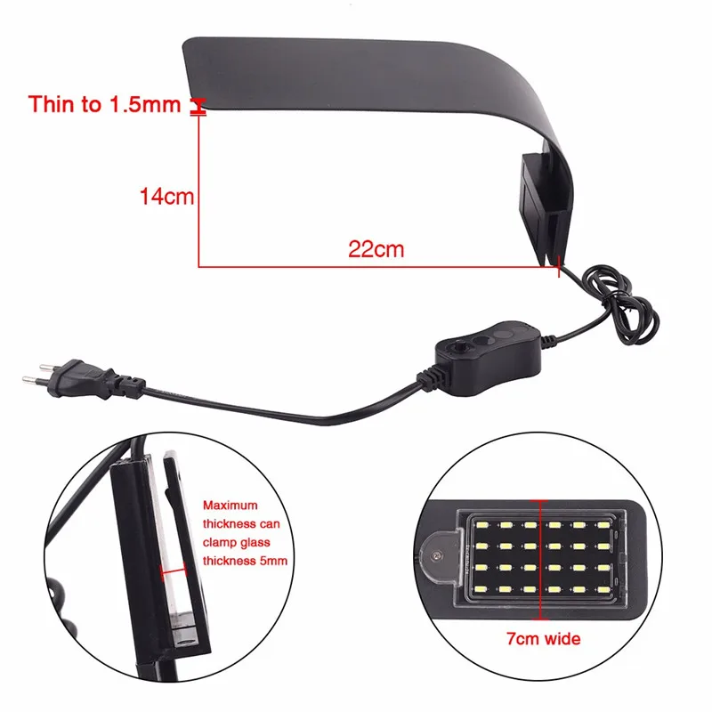 110-220V Super Slim Aquarium LED Lighting Aquatic Plants Growing Light Waterproof Clip on Lamp For Fish Tank11