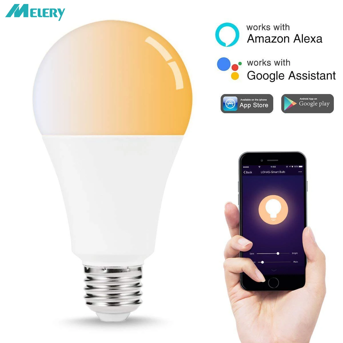

WiFi Smart Light LED Bulbs E26 14W Warm 2000K to Cool White 6000K Colour Changing Mood Light Works with Alexa and Google Home