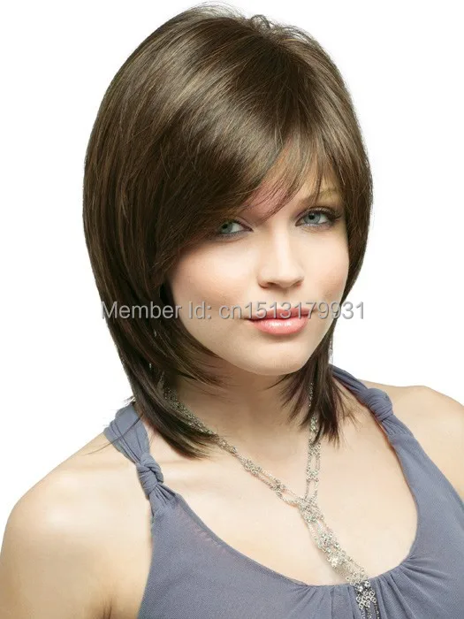 

Chic Soft High Quality Straight Hairstyle Brown Color Capless Synthetic Hair Wigs For Women