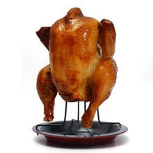 Non-Stick Chicken Roaster Rack With Bowl BBQ Accessories Tools Barbecue Grilling Baking Cooking Pans