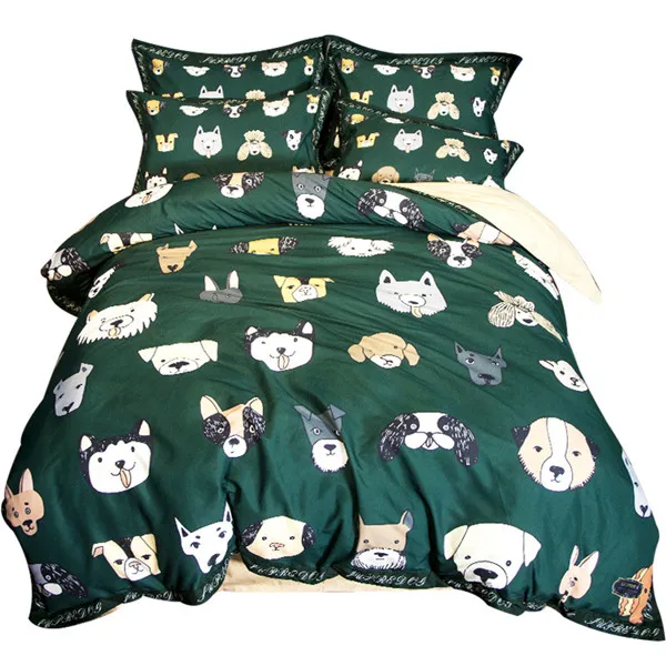show as picture XYZLS Cute Dogs Head Queen Cotton Bedding Set Fashion Puppy Bed Linings Twin Single Bedclothes Double Full King Bedding Kit - Цвет: show as picture