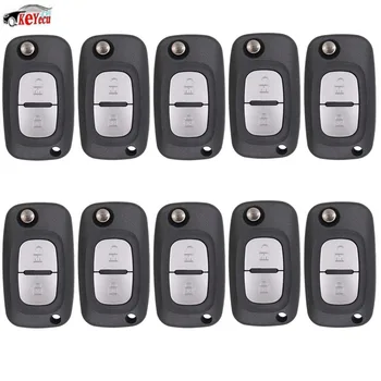 

KEYECU 10 Pcs/lot New Replacement Folding Flip Remote Car Key Shell Case Fob 2 Button for Renault Clio Megane Kangoo Modus
