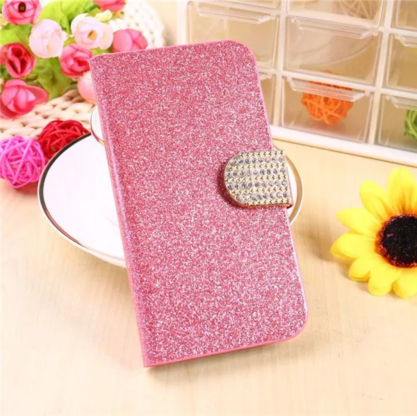 Для lenovo A5 роскошный флип-чехол для телефона из искусственной кожи для lenovo K320T оболочки блестящая Бриллиантовая задняя крышка для lenovo K320T Капа - Цвет: Pink With Diamond