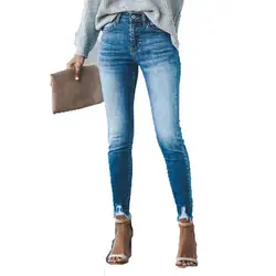 Женские рваные и потёртые обтягивающие Стрейчевые джинсы тонкий карандаш штаны джинсы брюки