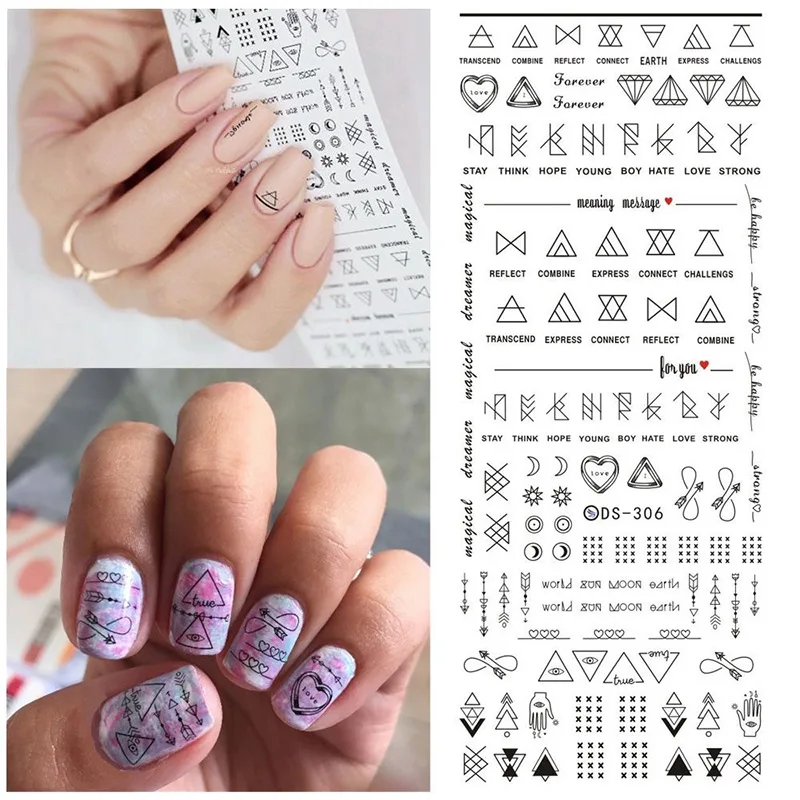 

1 Sheet Nail Sticker Waterproof Geometry Pattern Nail Decals Nails Decor DIY WH998