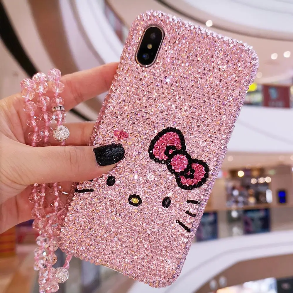 Роскошный блестящий розовый чехол для iPhone 11 Pro с котом iphone XS max X XR 6 7 8 plus жесткий