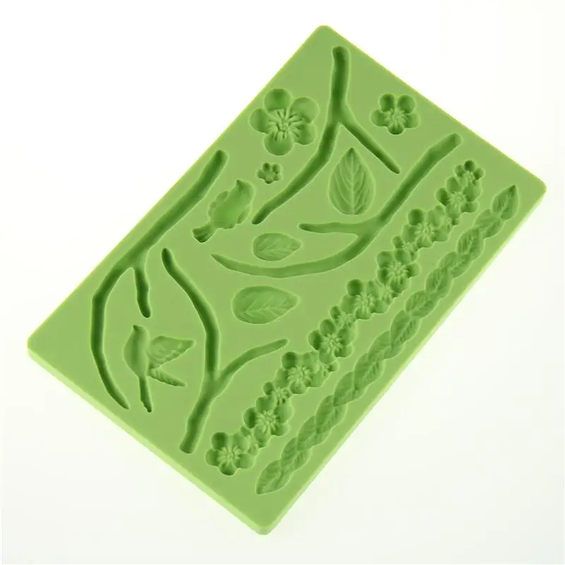 DIY Flower Leaves Branch Silicone Cake Mold Fondant Edgings Lace Mold