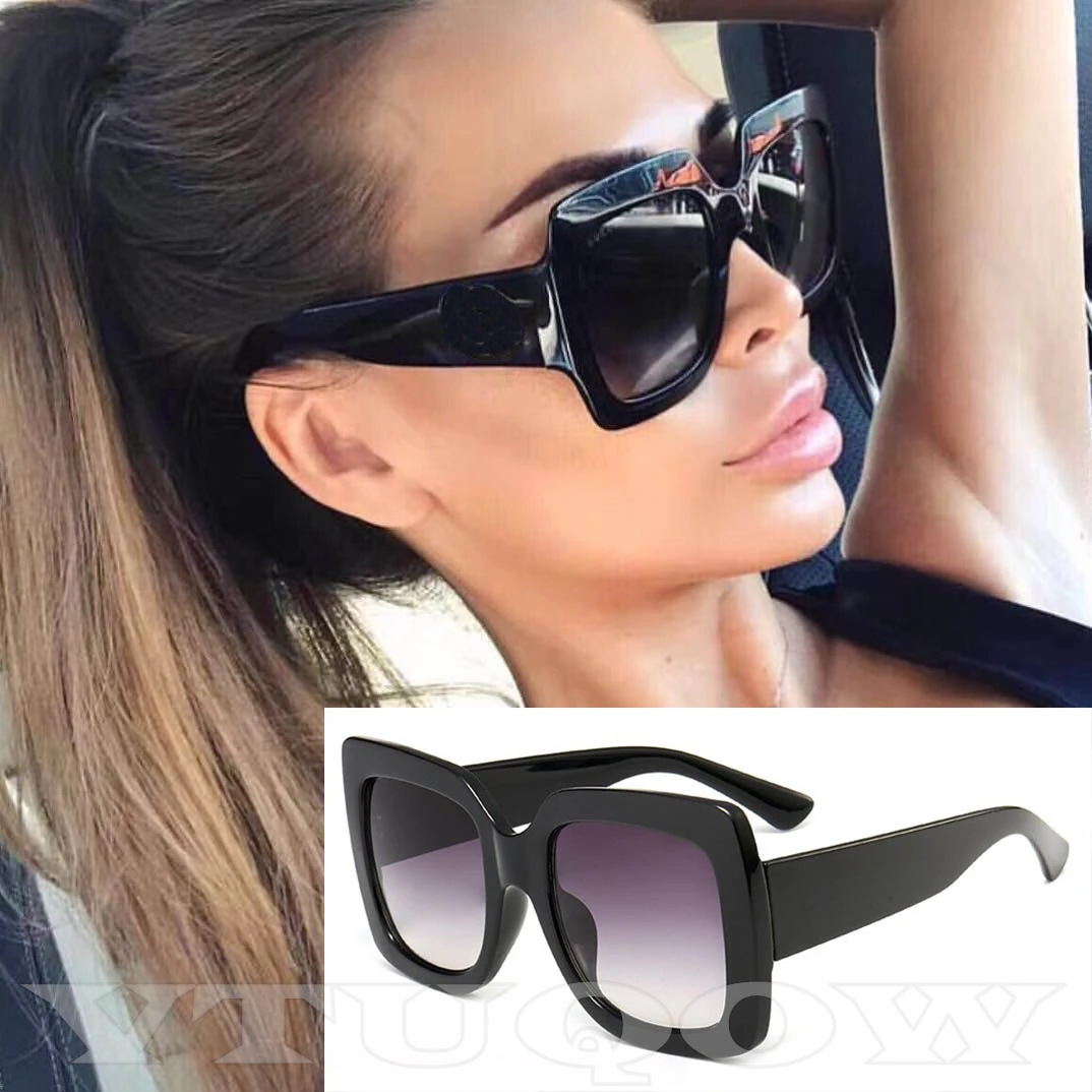 

Luxury Oversize Sunglasses Women Retro Brand Designer High Quality Square Sun Glasses For Women Vintage Fashion Female Sunglass