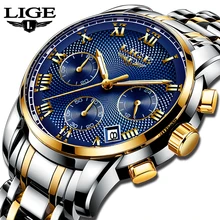 Relogio Masculino LIGE новые часы Для мужчин Элитный бренд хронограф Для мужчин спортивные часы Водонепроницаемый полный Сталь кварцевые Для мужчин часы