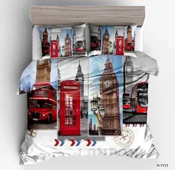 

Duvet Cover telephone stop skyscraping simple wind 2/3pcs British Style Family student dormitory Quilt cover pillowcase