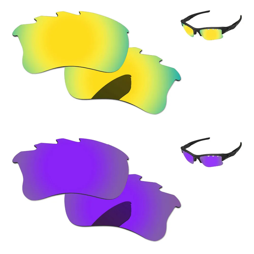 Плазменный фиолетовый и золото 2 пары зеркало Поляризованные замены линзы для бронежилет XLJ солнцезащитные очки с отверстиями 100% UVA и UVB