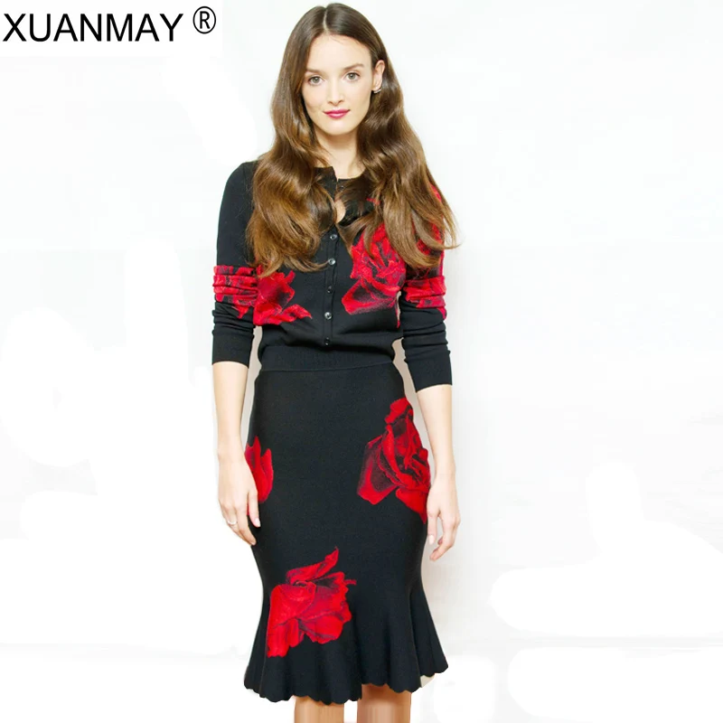 Buy 2018 Spring Women's Cardigan sweater Sets Flower