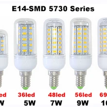 5X лампы кукурузы E14 светодиодные лампы 5730 24LED 36LED 48LED 56LED 69LED 4 Вт 5 Вт 7 Вт 9 Вт 10 Вт лампе ампула LED 220 В ампулы лампе пятно лампы